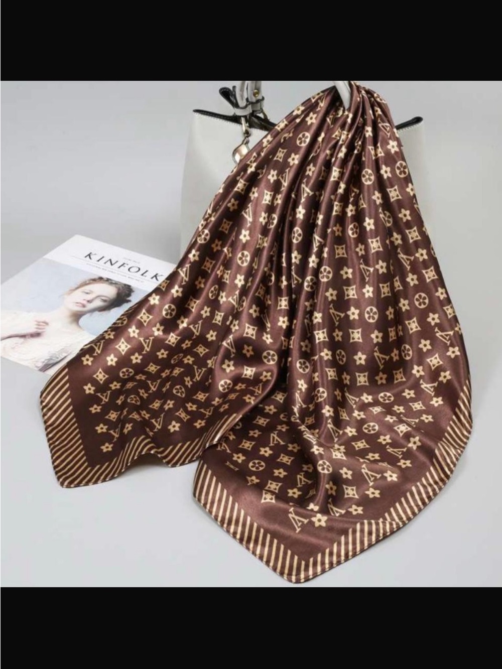 Luxury Patterned Satin Scarf - Picture 16 of 16